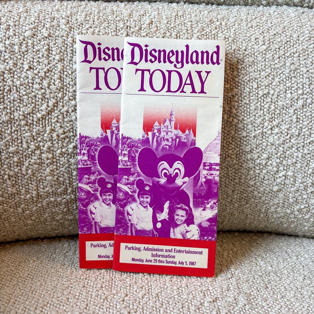 Vintage 1987 Disneyland Today Park Guide Brochure Map July 4th Week Lot of 2